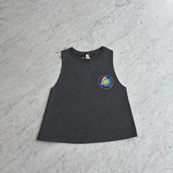 Dark Grey heather Ladies' Racerback Cropped Tank title