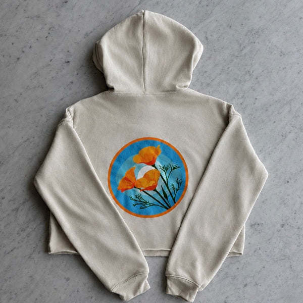 Beige Poppy Love Ladies' Fleece Hoodie
