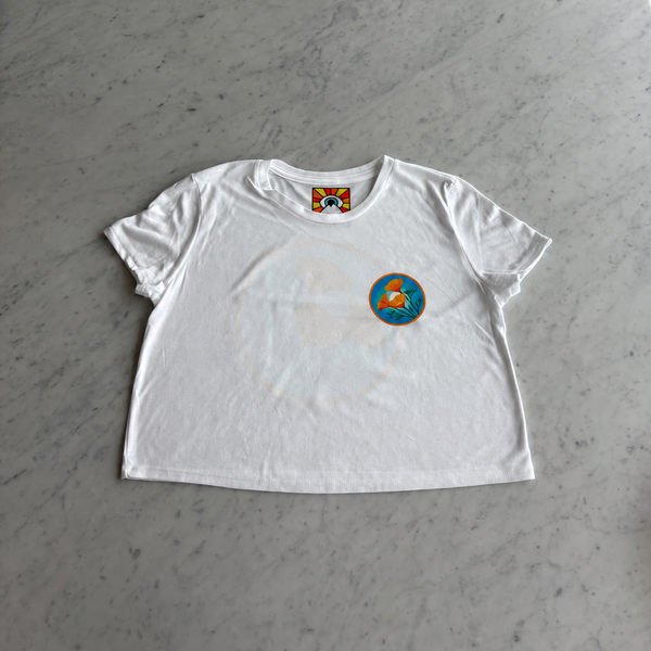 White Ladies' Flowy Cropped T-Shirt