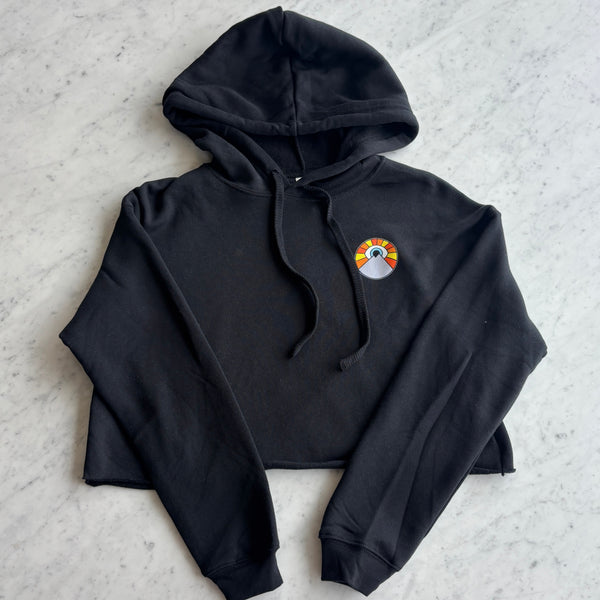 Kooh Culture Cropped Hoodie - Poppy Love - Black