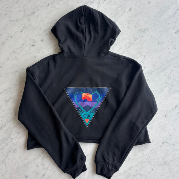 Kooh Culture Cropped Hoodie - Poppy Love - Black
