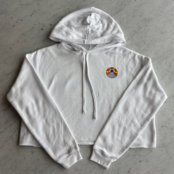 Kooh Culture Cropped Hoodie - Poppy Love - White