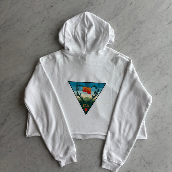 Kooh Culture Cropped Hoodie - Poppy Love - White