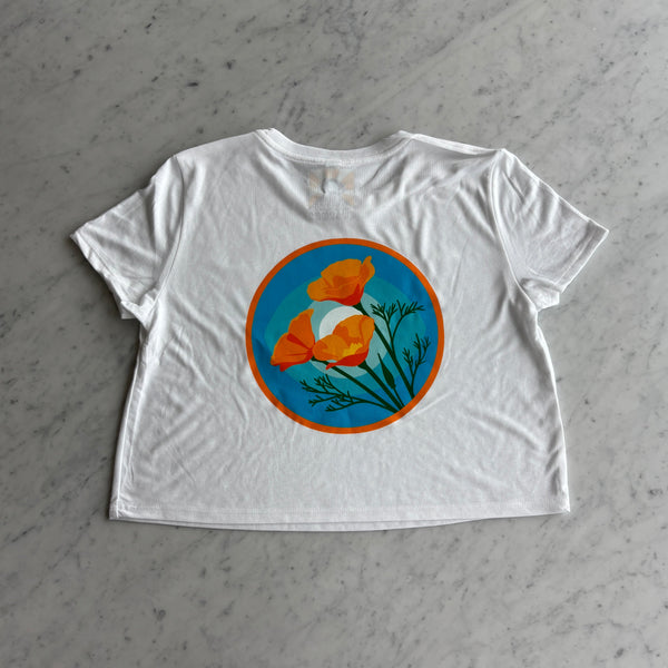 White Ladies' Flowy Cropped T-Shirt