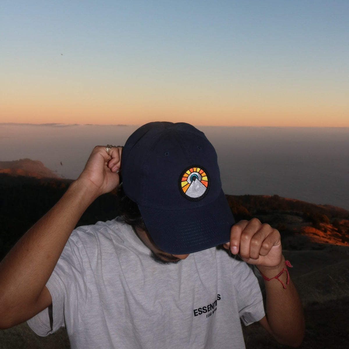 Navy Kooh Culture dad cap with the Evil Eye Sun patch, alternate view